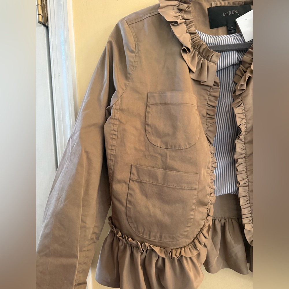 J.Crew Tan Ruffled Jacket, size 10 - Picture 5 of 11